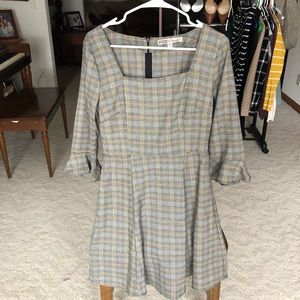 Plaid 3/4 Sleeve Dress